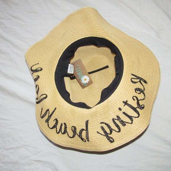 NWT CC Paper Weaved Straw Beach Time Resting Beach Face Sun Hat Floppy O/S - Picture 3 of 4